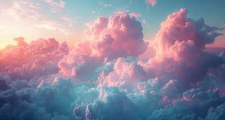 Wall Mural - Pink And Blue Clouds At Sunset Over The Horizon