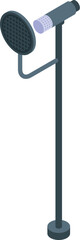 Poster - Professional microphone is standing on a long stand on a white background