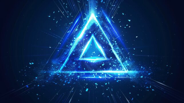 abstract technology futuristic neon triangle glowing background