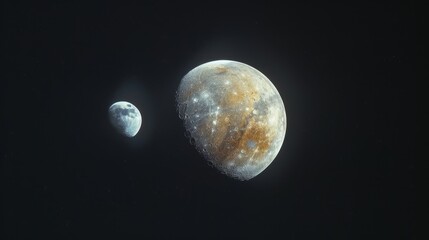 Wall Mural - A large planet with a smaller moon in the background