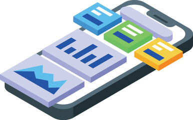 Poster - Smartphone is displaying different windows, showing the concept of web design