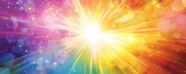 Wall Mural - Abstract colorful background with light beams and colorful bokeh. Artistic depiction of energy, power and light. Perfect for a website, poster, or other design project.