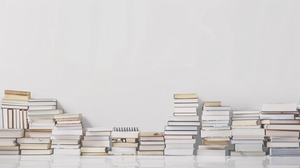 Wall Mural - Stack of books on white background. Education concept. Copy space.