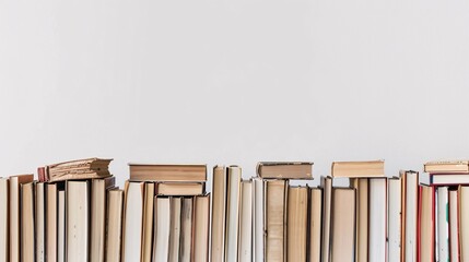 Wall Mural - Stack of books on white background. Education concept. Copy space.