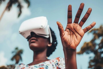 Woman in VR glasses