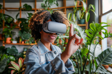 Wall Mural - Woman in VR glasses