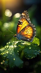 Wall Mural - butterfly on flower