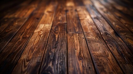 Richly Stained Hardwood Surface with Plank Pattern in Closeup