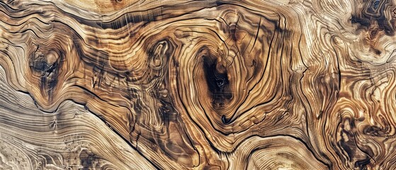 Wall Mural - Panoramic close-up, high detail scan of elm wood material, Generative AI