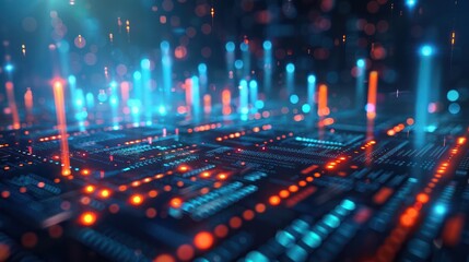 Leinwandbilder - A computer screen with a blue and orange background