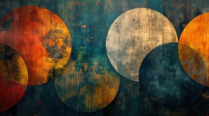 Poster - A painting of four circles in various colors, with one of them being white