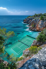 Canvas Print - Overlooking the tennis court by the sea