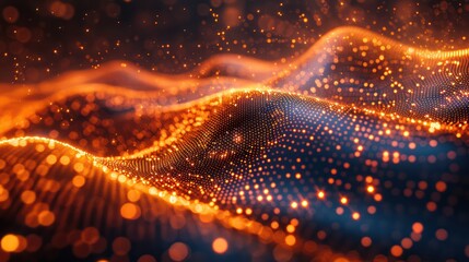 Poster - A bright orange and blue wave with a lot of sparkles
