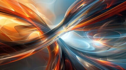 Poster - A colorful abstract painting with orange and blue swirls