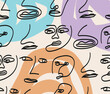 © yuli - vector art seamless pattern design with scribbled faces