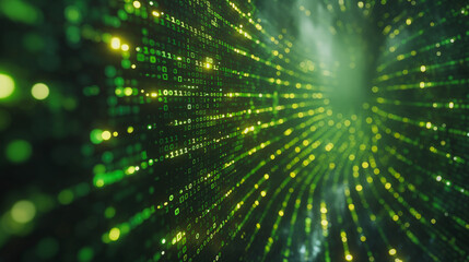 Poster - A green screen with a lot of numbers and dots. The numbers are in different sizes and are scattered all over the screen