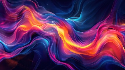Poster - A colorful, swirling line of light with a blue and orange hue