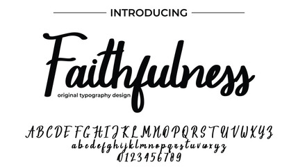 Wall Mural - Faithfulness Font Stylish brush painted an uppercase vector letters, alphabet, typeface
