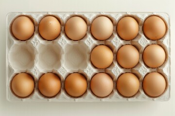 Poster - Symmetrical Abstract Art of Brown Eggs in White Cartons under Soft Beige Background Using Long Exposure Photography Technique