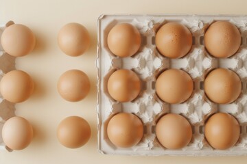 Poster - Abstract Symmetry of Brown Eggs in Cartons Captured with Blurry Long Exposure and Vibrant Tones