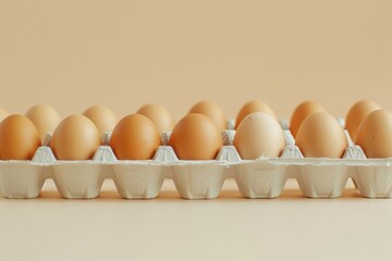 Poster - Abstract High-Definition Photo of Symmetrical Brown Eggs in White Cartons with a Beige Background Using Long Exposure Techniques