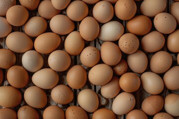 Poster - Aerial View of Brown Eggs Arranged in Intricate Geometric Pattern, Emphasizing Symmetry and Texture