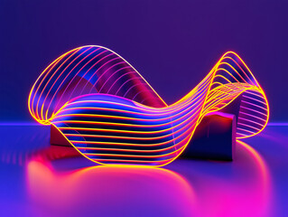 Poster - Abstract neon light wave with copy space text for website, app, presentation, and social media.