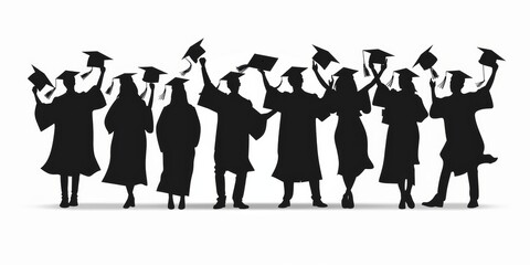 Silhouette of a Cheerful Graduate with Diploma and Academic Cap: AI-Generated High-Resolution Vector Art Celebrating University and School Graduation Season
