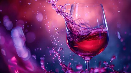 Poster - A glass of red wine is splashing water out of it