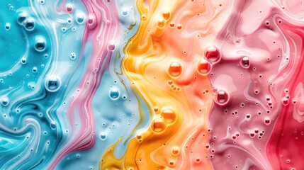 Poster - A colorful painting with a rainbow and a blue stripe