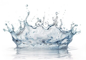 Blue Water Crown Splash on White Background