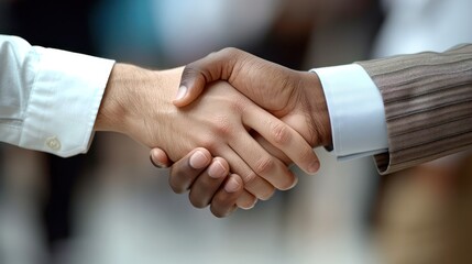 Poster - Two men shake hands in a business meeting