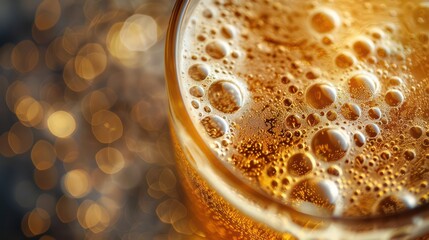 Poster - A glass of beer with bubbles in it