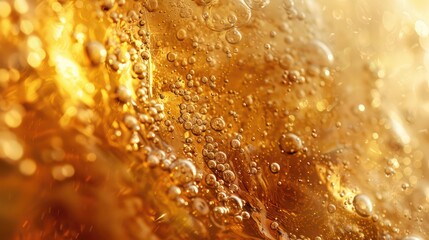 Poster - A close up of bubbles in a glass of liquid