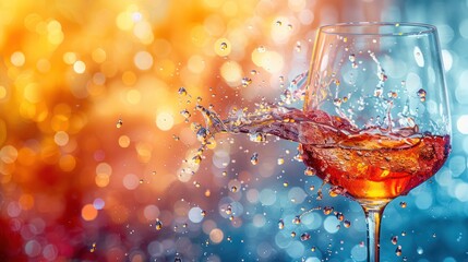 Poster - A glass of wine is splashing water out of it