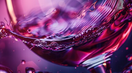 Poster - A glass of wine with a purple tint and bubbles