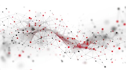 Aufkleber - A red and black line drawing of a wave with many dots