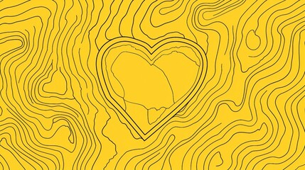 Heart Icon Vector Set in Continuous Line Drawing Style on Yellow Background Stock Vector