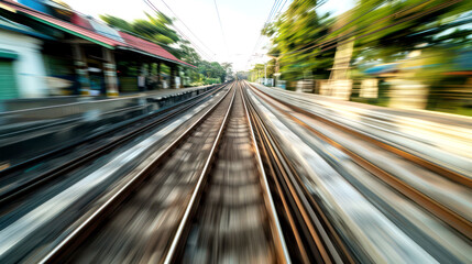 Wall Mural - closeup high speed of train motion blur