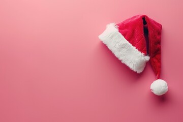 Sticker - A red and white santa hat is on a pink background. The hat is the main focus of the image, and it is a festive and cheerful decoration