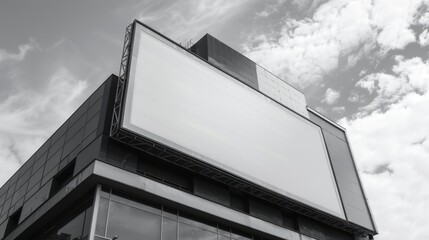 Poster - A large white billboard is on the side of a building. The billboard is blank, which suggests that it is waiting to be filled with advertisements or information. The building itself is tall and modern