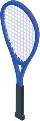 Wall Mural - Blue tennis racket standing upright, isometric view for your sports design projects
