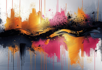 Canvas Print - Abstract Vibrant Brush Strokes and Colorful Powder Splashes, Experimenting with Artistic Styles