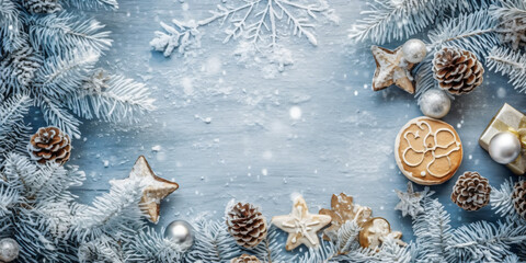 Wall Mural - christmas card background with gifts on a wooden ground