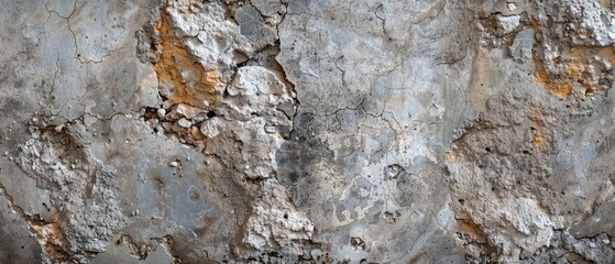 Wall Mural - Panoramic close-up, high detail scan of pitted concrete material, Generative AI