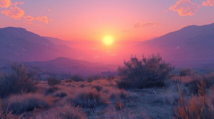 Poster - Sunset in the Silent Desert 