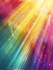 Poster - Bright Rainbow Light Rays Shining Through Colorful Space