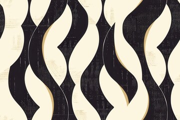 Black and white abstract wavy lines pattern, modern graphic design concept for decoration or textile print.