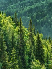  Lush Evergreen Forest Landscape in a Mountainous Region
