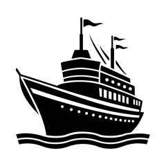 Wall Mural - Ship icon vector silhouette illustration.
